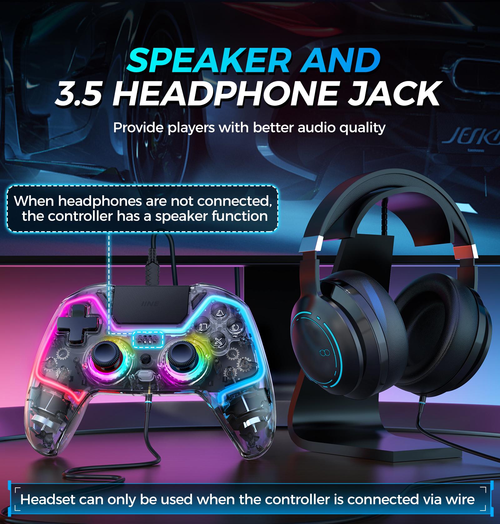 IINE Bastet Wireless Transparent Controller for PS4/Switch/PC/Android/iOs with Touchpad Hall Effect Trgger Hall Joystick Headphone Jack Macro & Turbo 6-Axis Gyro Sensor