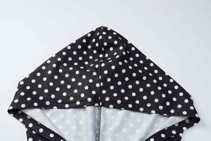 Women's Top & Pants Two-piece Set, Polka Dots Print Zipper Up Extra Long Sleeve Hooded Sweatshirt Top & Flare Leg Long Pants Sets, Casual Cut Out Sleeves Hoodies Coat Cardigan Crop Top With Bottoms Suit, Ladies Spring Fall Winter Trendy Casual Outfits