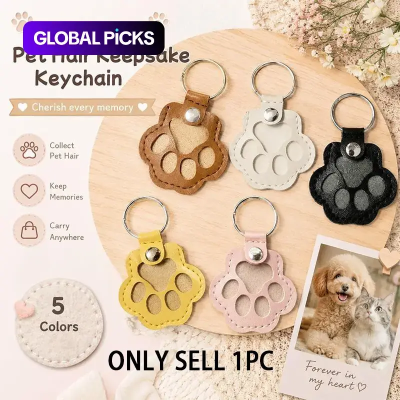 Paw-Shaped Pet Hair Collector Keychain, Pet Hair Keepsake Storage Bottle Charm for Dog or Cat Hair, Memorial Keychain with Compact Design, Easy to Carry, Keychain Charms, Keychain Accessories #GLOBAL PICKS