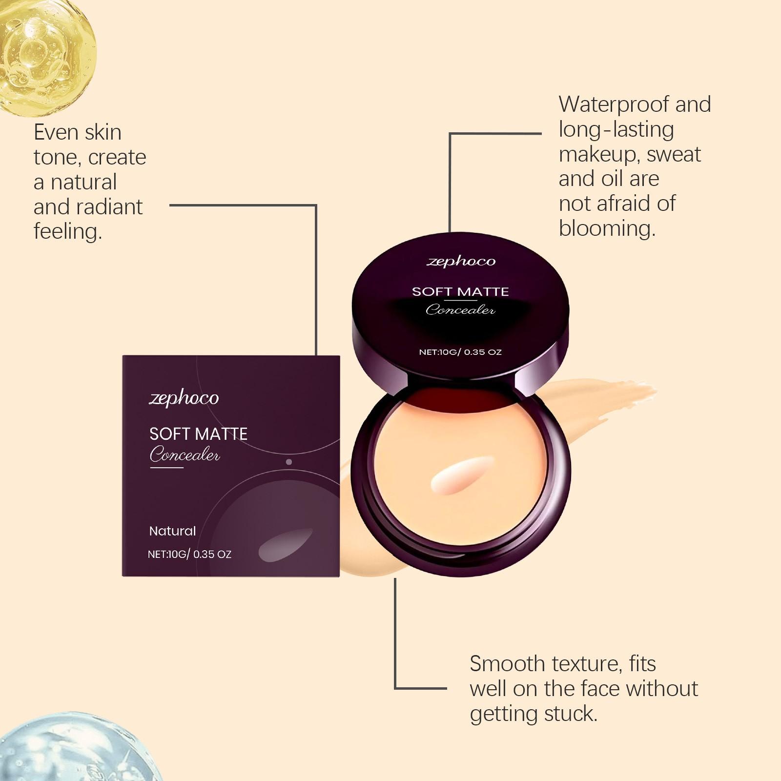 Natural Color Concealer Cream (10g), Even Skin Tone Lightweight Concealer Water, Moisturizing Flawless Natural Coverage Makeup