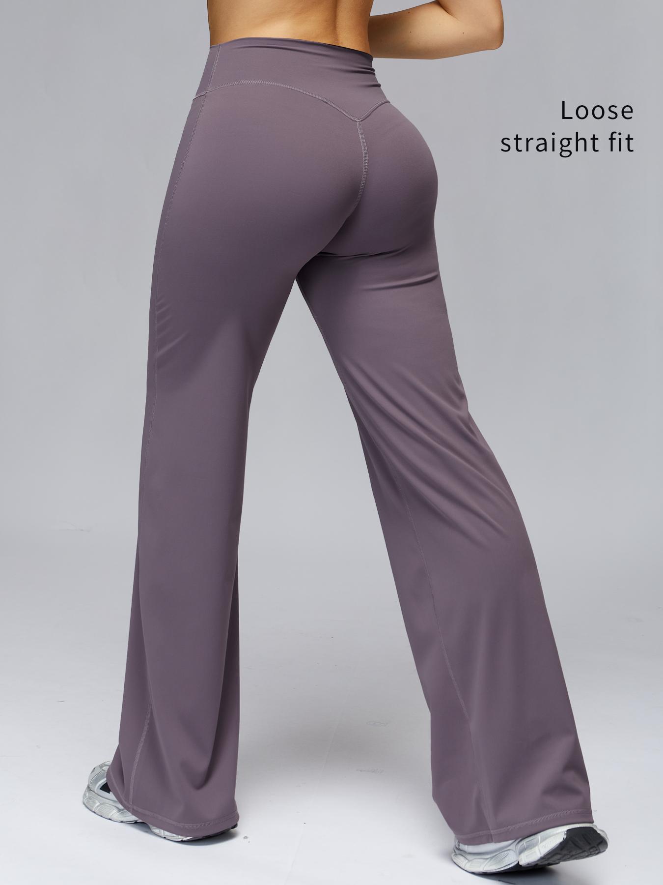 High Waist Flare Leg Yoga Pants, Casual Dance Workout Trousers, Butt Lifting Tight Fit Wide Leggings, European Style High-Waisted Joggers
