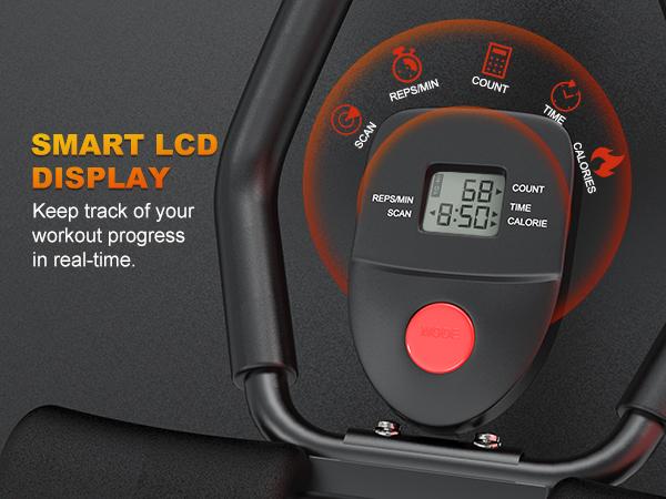 Bearbro Foldable Ab Machine – Foldable Core Workout Equipment for Home Gym with Knee Support, Fitness Equipment Max 440lbs with LCD Display