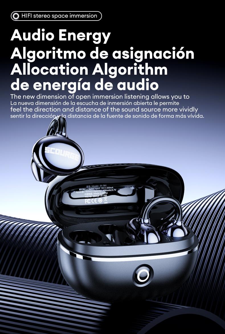 Transformers TF-T83 Clip-on Design Bluetooth 5.4 Earphones, Powerful Sound Effects for Music & Phone Calls, Wireless Gaming Headset Compatible with Various Systems