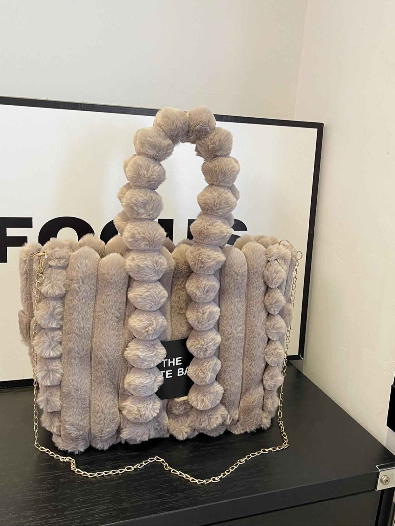 Plush Satchel Handbag for Women, Fall & Winter Fashion Accessory, Soft Plush Design Ideal Gift, Daily Use Casual Style Bag, Handheld Bag Purse