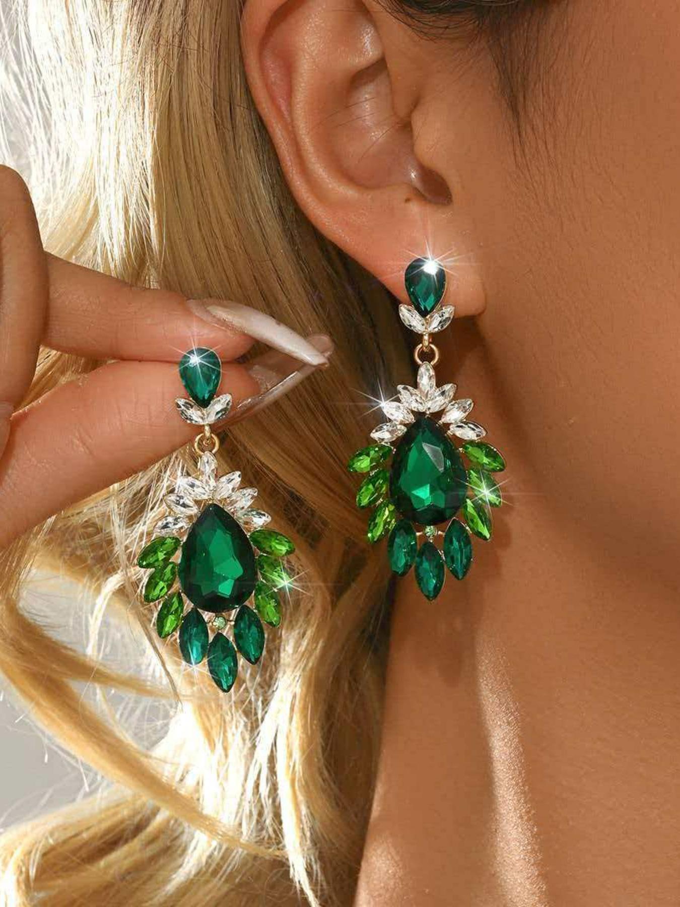 Luxury Crystal Statement Earrings, Bling Drop Dangle Rhinestone Earrings, Vintage Elegant Party Wedding Prom Jewelry for Women, Gift Idea