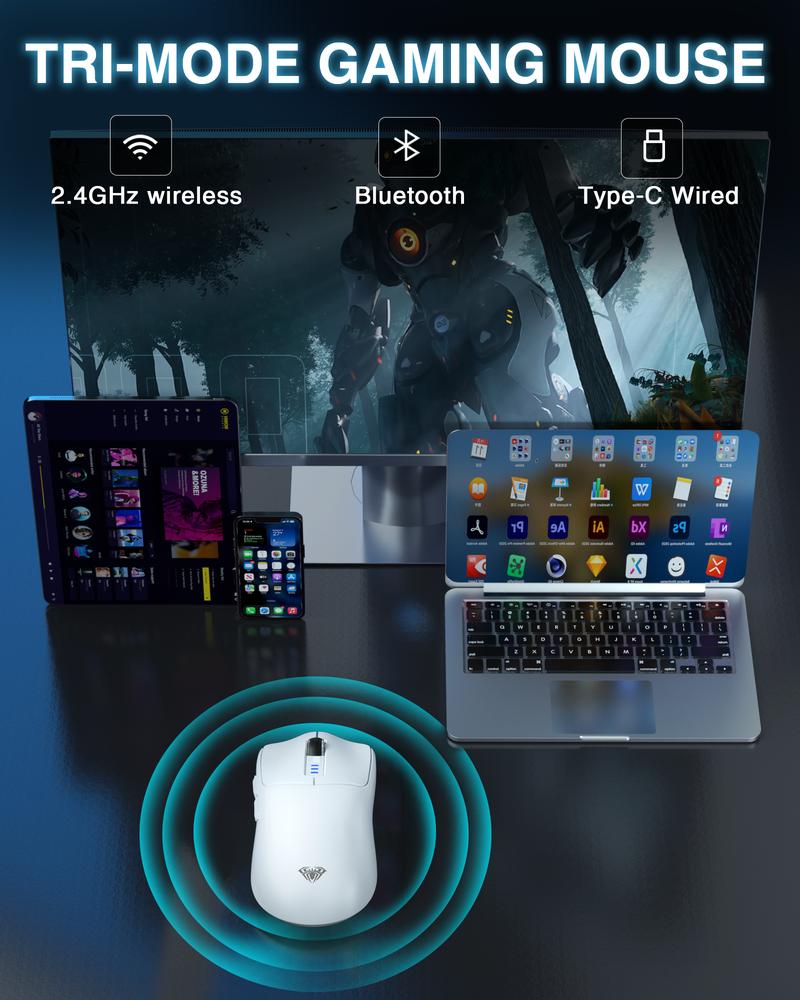 AULA F108 PRO Full Size Wireless Keyboard and Mouse Combo, keyboard with Screen & Knob SC580 Tri-Mode Connection Gaming Mouse Gaming Accessories TikTokShopfalldealsforyou