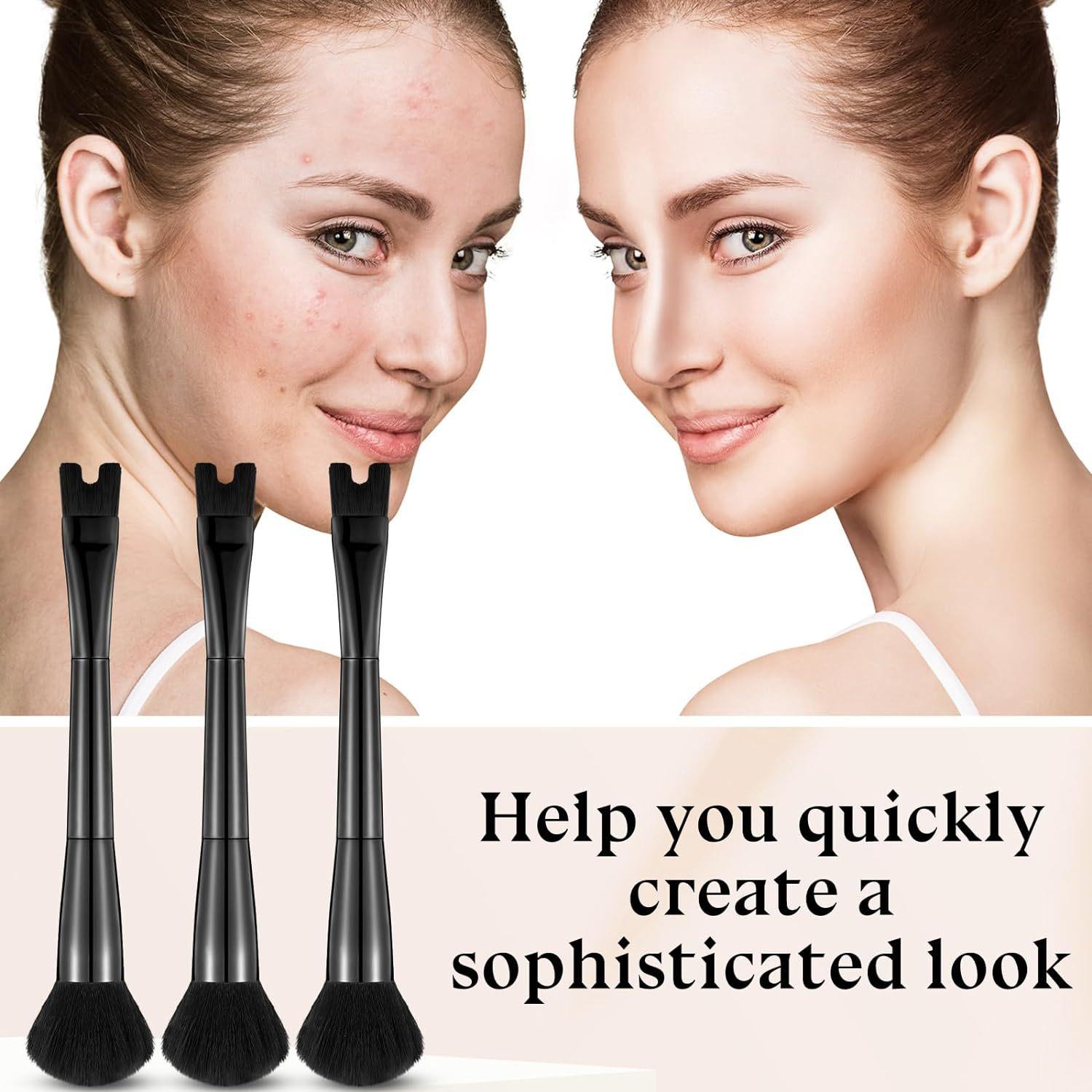 2-In-1 Contouring & Powder Brush Set, U-Shaped Dual Head Multifunctional Makeup Brush for Flawless Highlighting, Soft Bristles Precision Nose Shaping