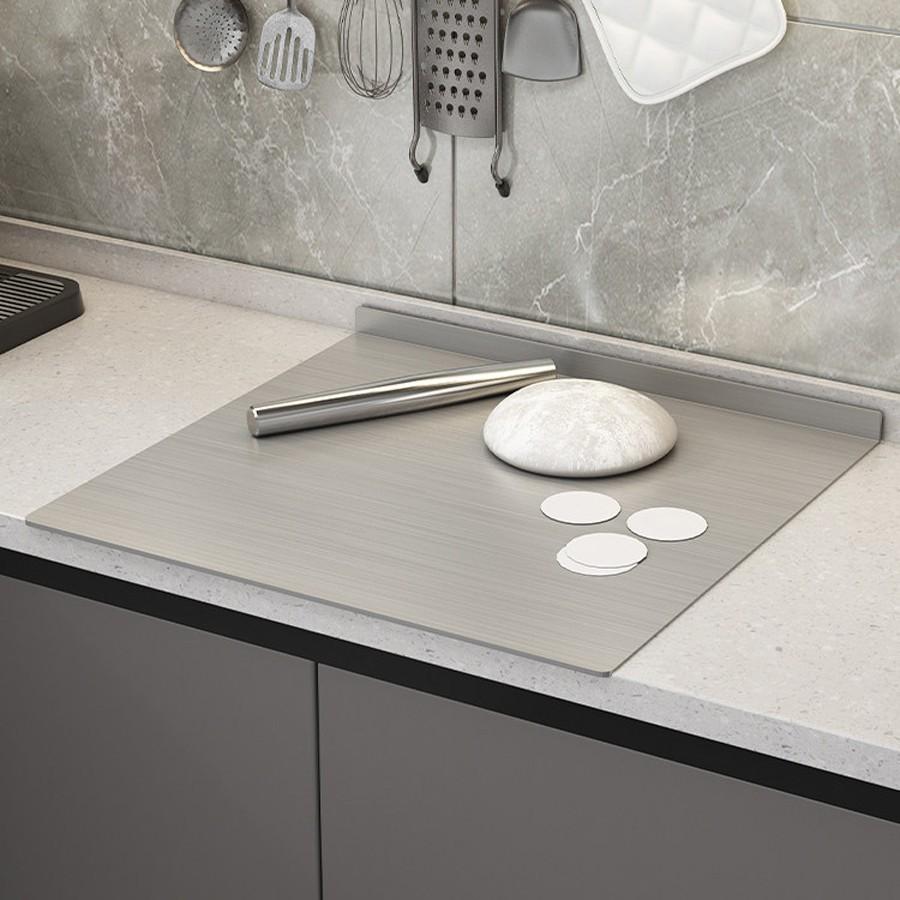 Kitchen Home Use 304 Stainless Steel Cutting Board, Antibacterial Chopping Board with Rolled Edges, Durable and Easy to Clean