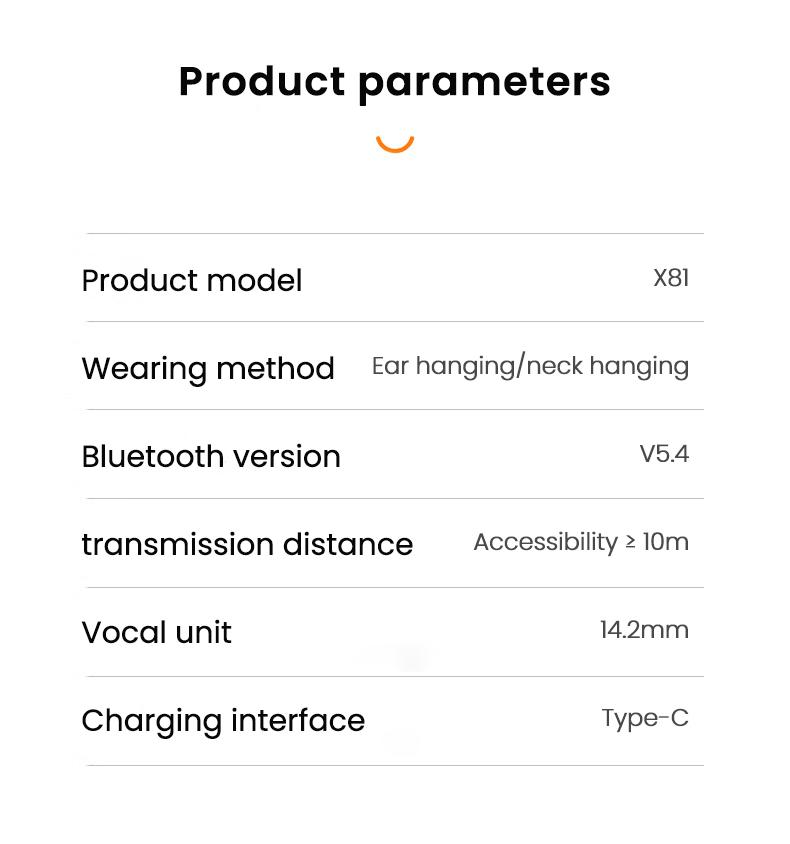 MINISO X81 Open Wireless Bluetooth Headset OWS Ear-hook Sports Earphone Noise Reduction Waterproof HIFI Sound Quality Bag Style Headphones With microphone
