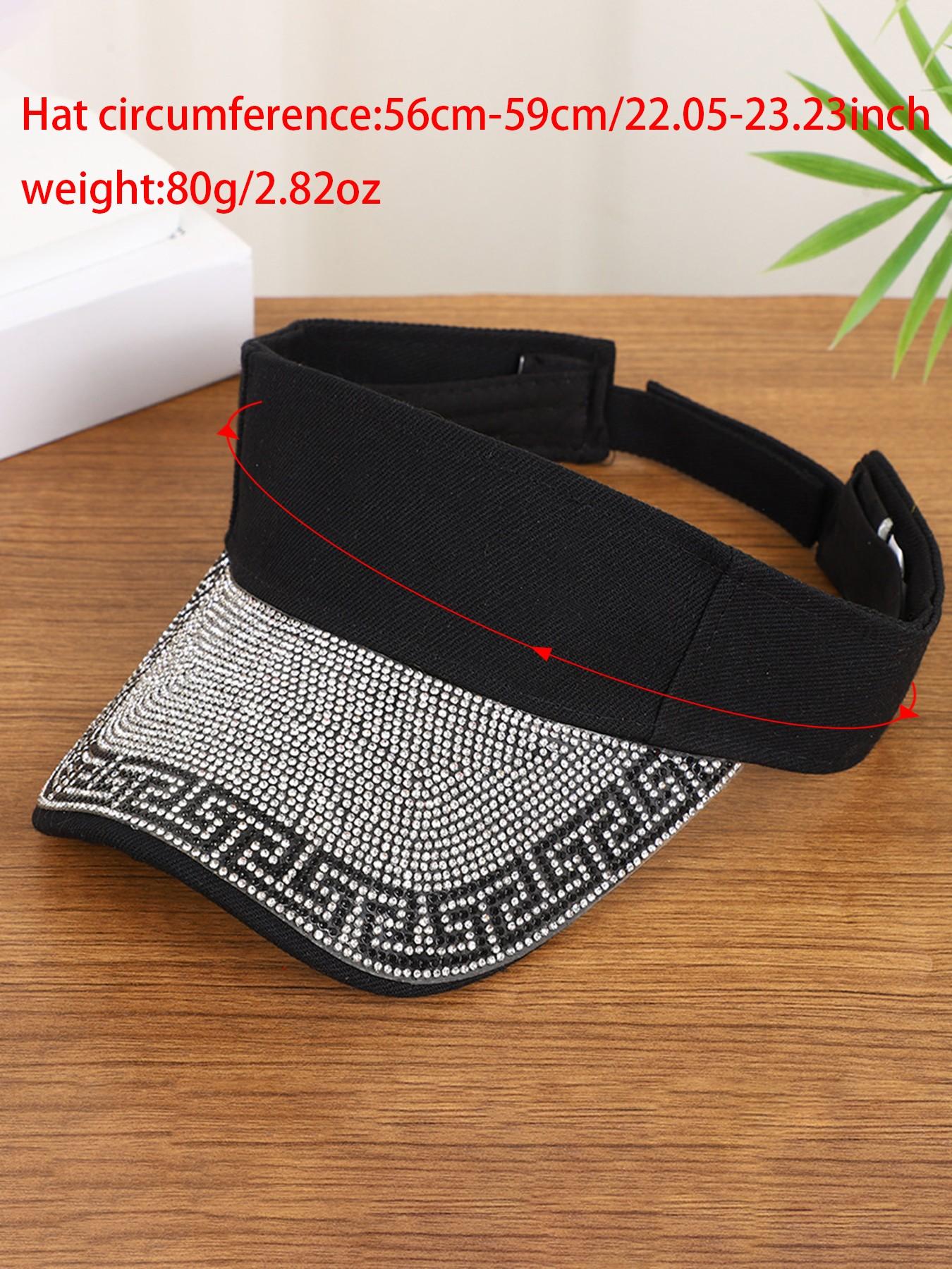 Unisex Rhinestone Sun Hat, Adjustable Summer Outdoor Cap, Fashionable Sports Visor, Beach Vacation Travel Hat, Versatile Bent Brim Hat