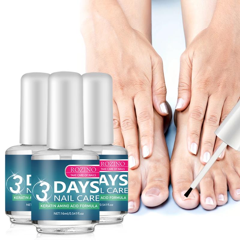 [3 bottles]ROZINO 3 Days Nail Care - Keratin Amino Acid Formula for Superior Nail Nourishment Manicure Treatment with High Brightness & Scratch Resistance 16ml