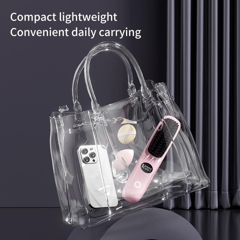 Cordless Hair Straightener Brush Set - 3 Temp Settings | 2000mAh*2  Batteries | Negative Ion Technology | USB Rechargeable | Fast & Auto Shut-Off | Travel-Friendly Gift