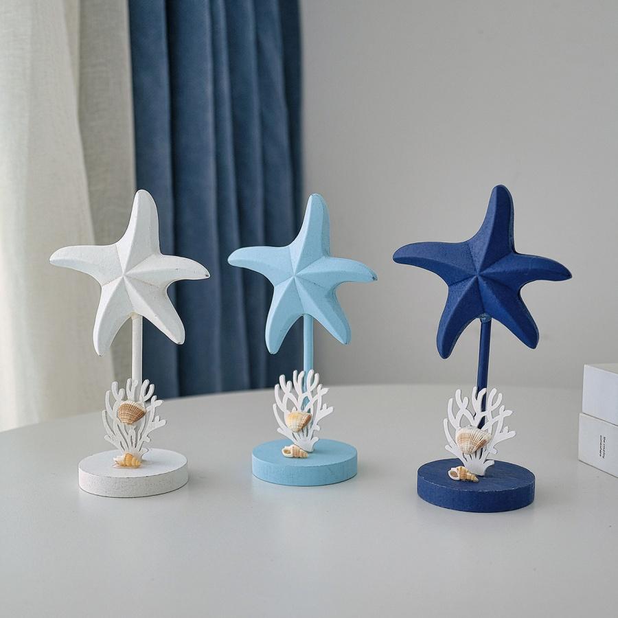 Oceanic Starfish Decorative Piece, Wooden Craftsmanship, Home Display, Restaurant Tabletop Ornament, Creative Décor Item