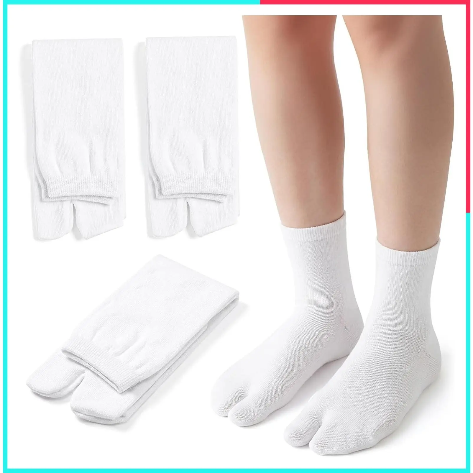 3 Pairs Cotton Japanese Tabi Split Toe Socks, Elastic Flip Flop Socks for Women Men Unisex