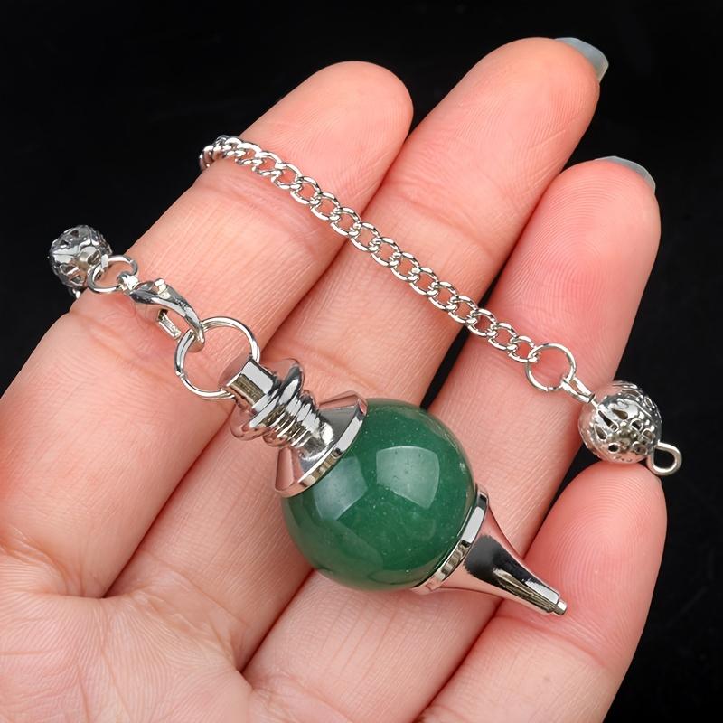 4Pcs/Set Natural Crystal Agate Sphere Pendulum Pendants, Detachable 3-Piece Hanging Chain Set, Divination Dowsing Tool, Yoga Meditation Jewelry Gift for Spiritual Lovers