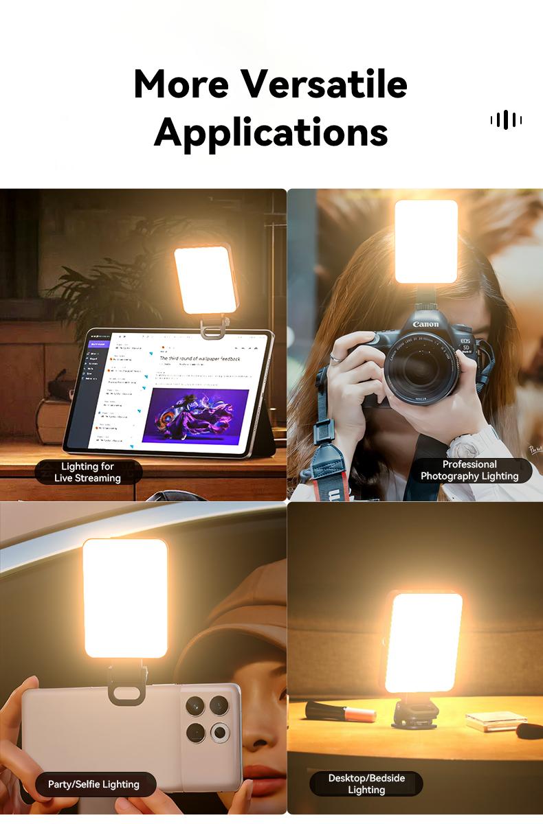 EMEET XJ77 Magnetic Video Light, 3 Color Modes and 10 Brightness Levels, 2000mAh Portable Camera Light 4W Output Power, LED Video Light Panel, 3000-6500K 128 LED Beads for TikTok, Content Creator, Photographer portable light