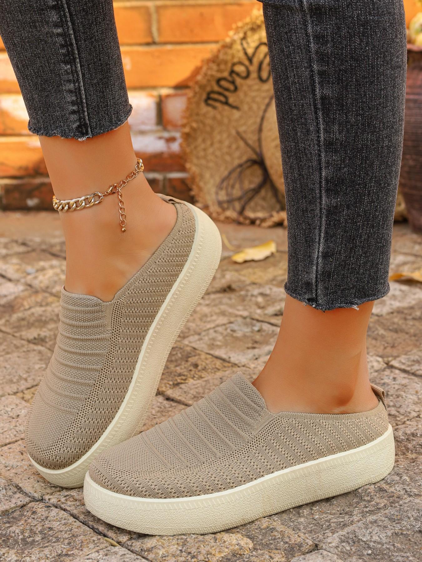 Women's Multicolor Textile Sneakers, Breathable Mesh, Thick Sole, Slip-On Design, Casual All-Season Footwear, Comfortable & Lightweight