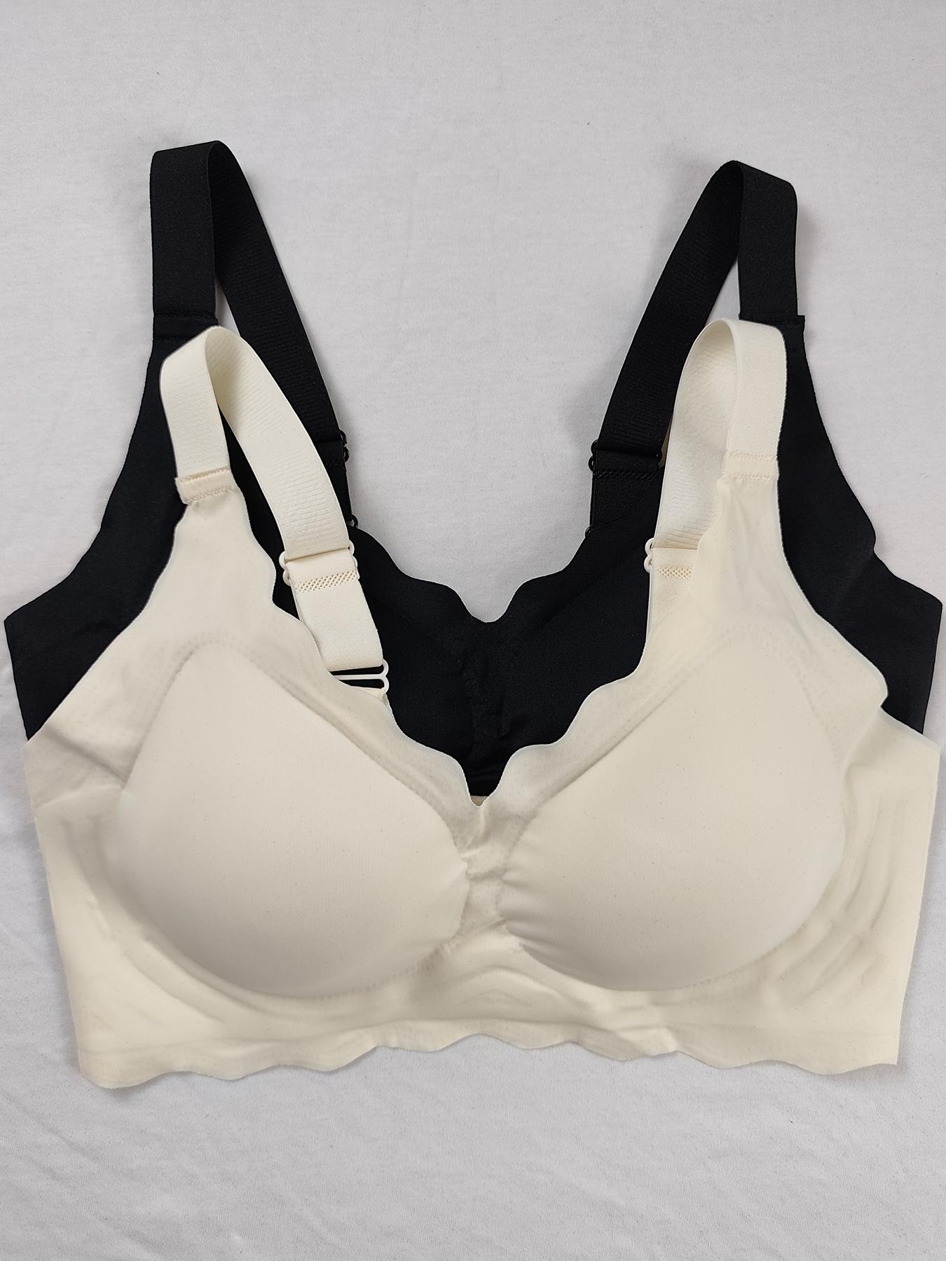 Women's Seamless Supportive Wireless Backless Bra, Adjustable Wide Straps, Comfortable Breathable Daily Wear, Ribbed Stripe Design, Seamless Bras, Medium Fit, Ladies Underwear