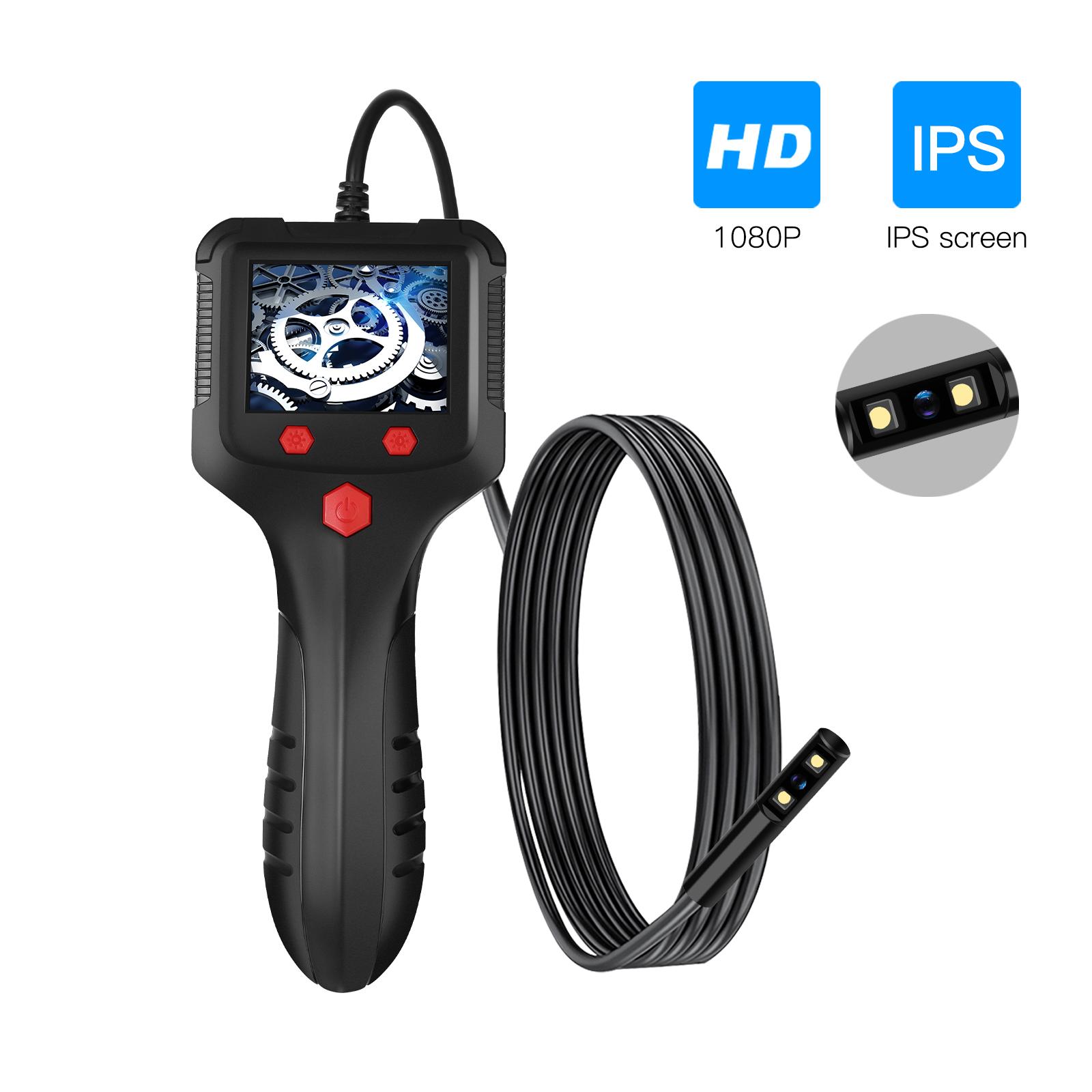 Borescope Triple Lens Sewer Inspection Camera with 32.8ft Semi-rigid Cable, 1080P HD Endoscope Camera with Light, IPS Screen Industrial Endoscope, IP67 Drain Camera Snake