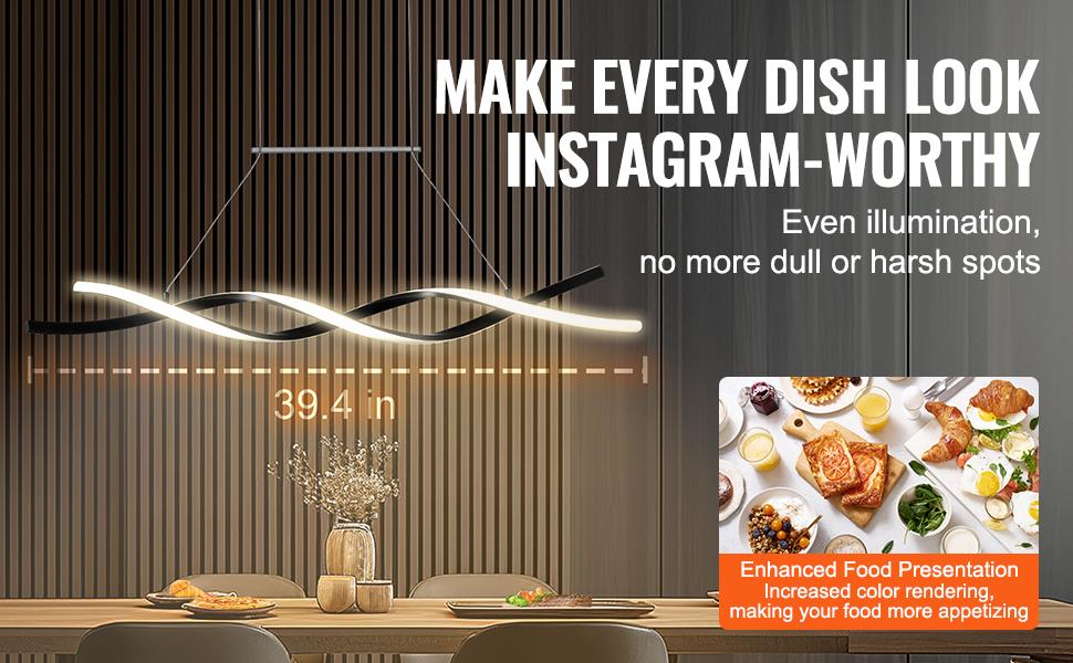 VEVOR Modern Chandelier Light Fixtures, 24W, Dimmable LED Pendant Light with Silicone Lampshade, 3000K/ 4000K/ 6500K Color Temperature Adjustable Ceiling Lamp, for Kitchen, Dining Room