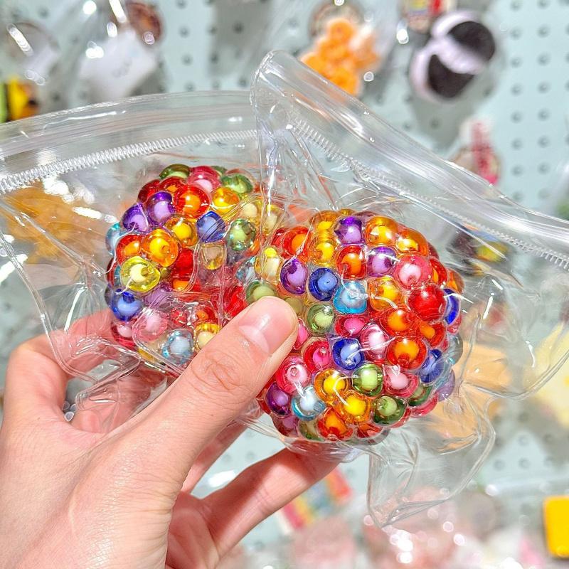 Creative Pop Beads Squishy, Noise Making Fidget Ball, Moldable Pearl Colorful Ice Cube Handmade Ball, Bracelet Style Stress Relief Squeeze Toy