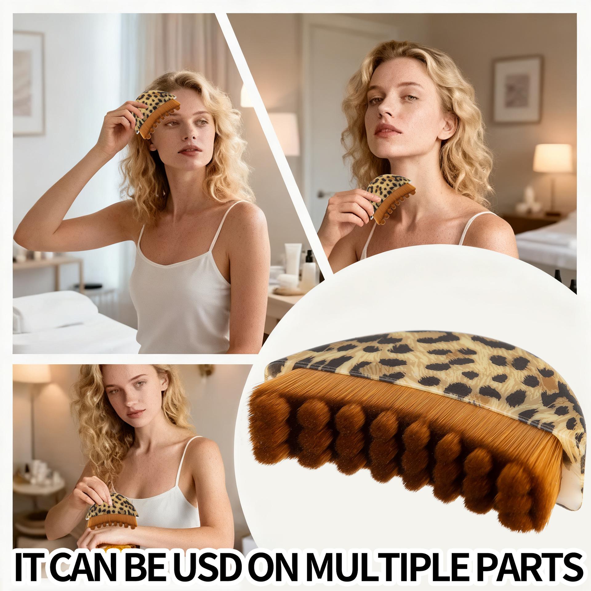 Single Pack/Three Pack Lymphatic Contour Leopard Print Facial Brush Gua Sha Eye and Neck Care Brush