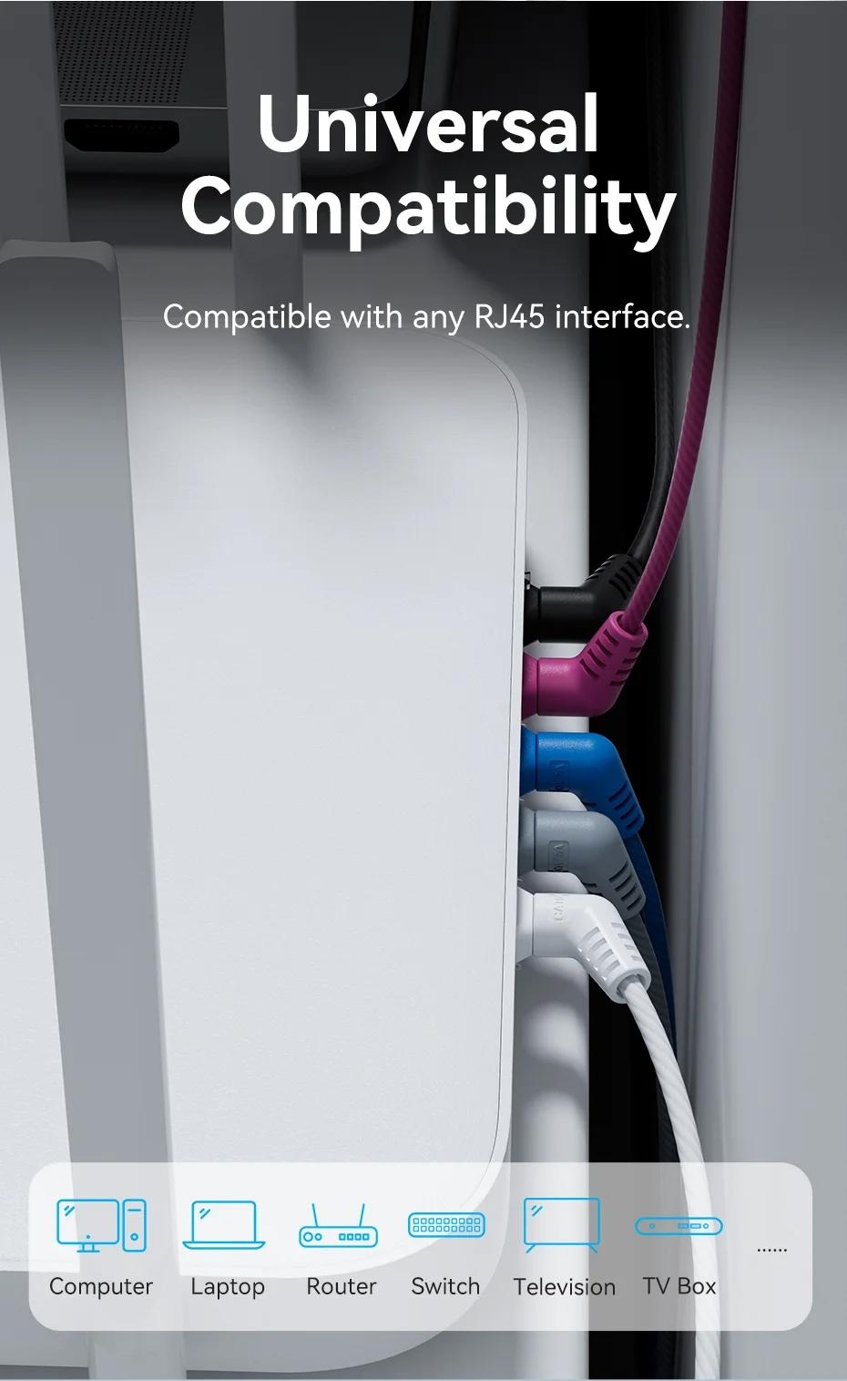 Vention CAT6A Ethernet Cable 10Gbps 90/360 Degree Rotation CAT 6A Slim Networking Internet Lan Cord for PC PS4 Router RJ45 Cable 0.5m 1m 2m 3m 5m 1.5m