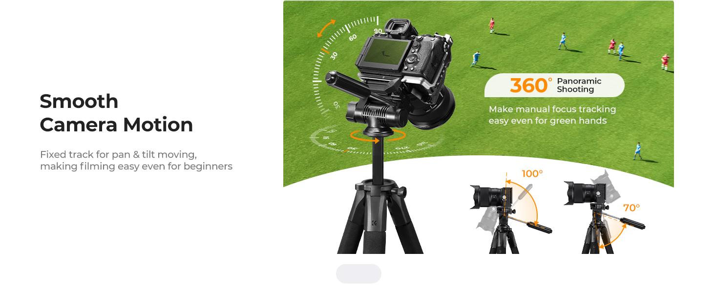 K&F CONCEPT Camera Tripod, 75" Lightweight Portable Travel Outdoor DSLR Tripods for Camera Phone Video Recording Tripod Stand, Cellphone Clip for Smartphone Live Streaming Vlog, Black