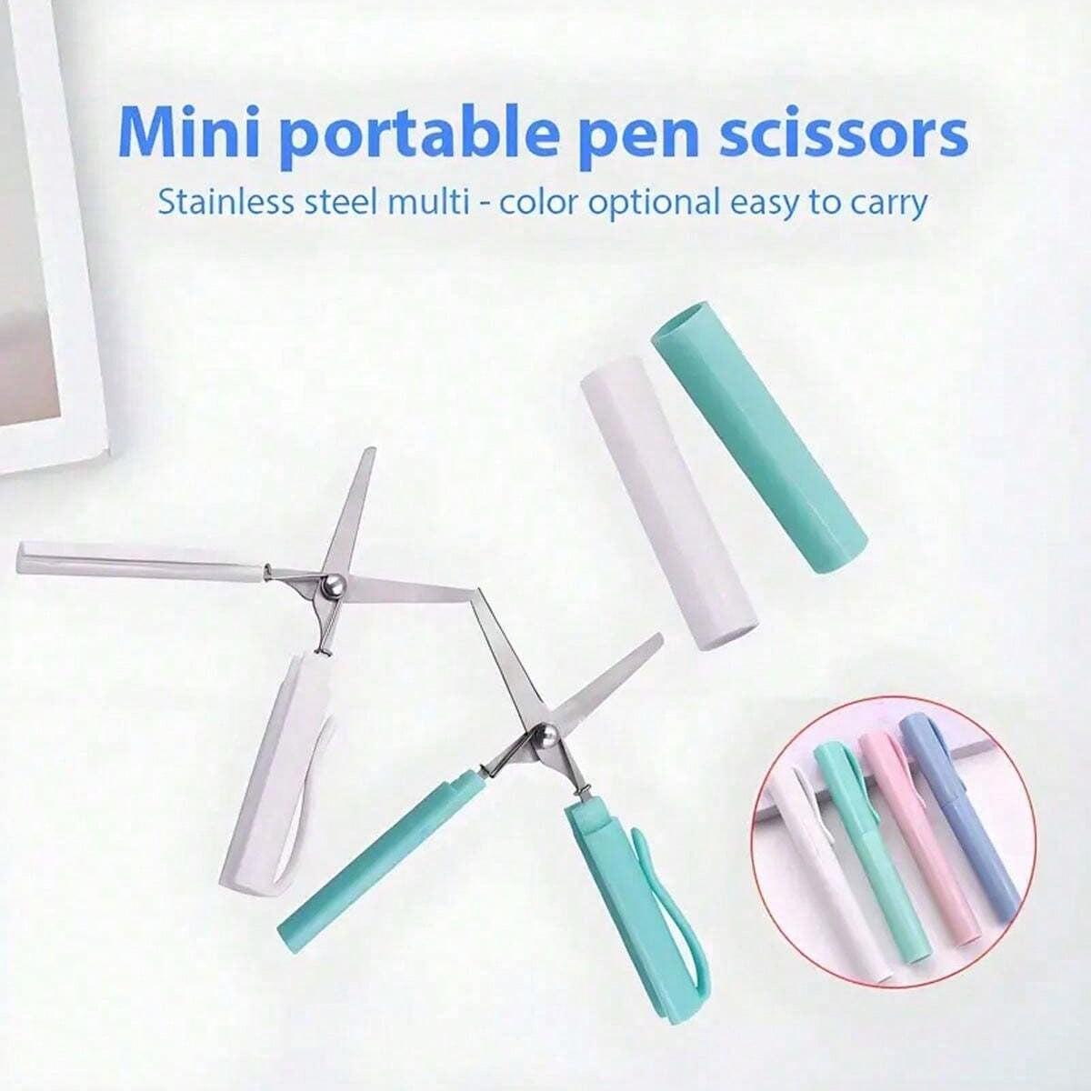 Two-In-One Folding Scissors Creative Stationery Mini Foldable Student Art Scissors Portable Convenient Multi-Functional Creative Projects Office School Use Compact Design