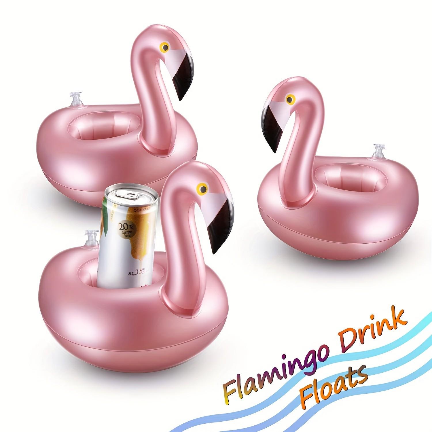 Set of 12 Inflatable Flamingo Drink Holders – Perfect for Summer Pool Parties, Reusable Cute Animal Coasters, Ideal for Keeping Drinks Afloat