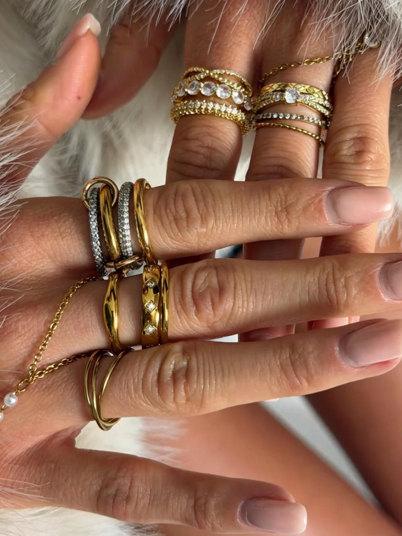 Women's Interlocking Stackable Rings, Personalized Multi-Ring Mixed Metal Stacking Jewelry, Couple Gift, Perfect Gift for Her