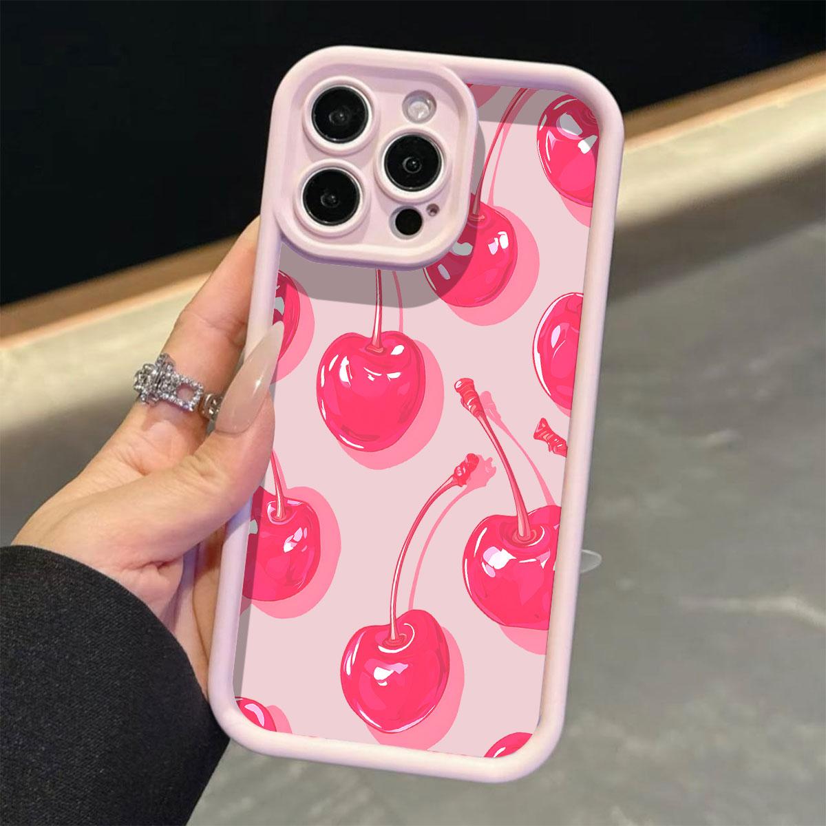 Sexy Wine Cherry Graffiti Phone Case, Creative Design Compatible with Multiple iPhone iPhone11/12/16/16Promax/16pro/16plus/13/14/15/15pro/15 Plus/15 Promax/7plus/8plus/X/Xs, Stylish Protective Cover