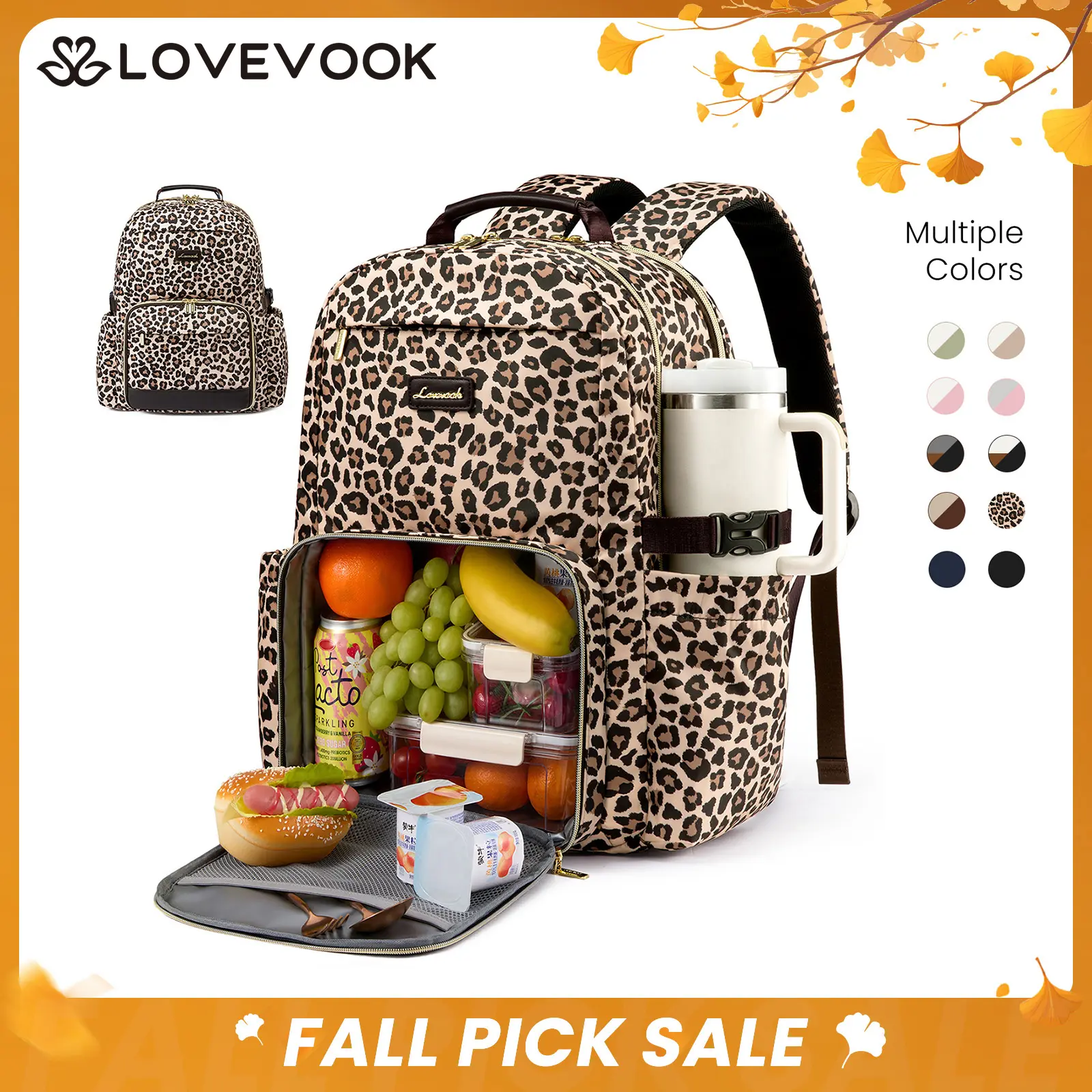 LOVEVOOK Lunch Backpack with Lunch Compartment,15.6'' & 17'' Laptop Work Travel Insulated Cooler Backpack,Waterproof College Teacher Lunch Bag Box with Tumbler Holder,Gifts for Men Women outdoorfun