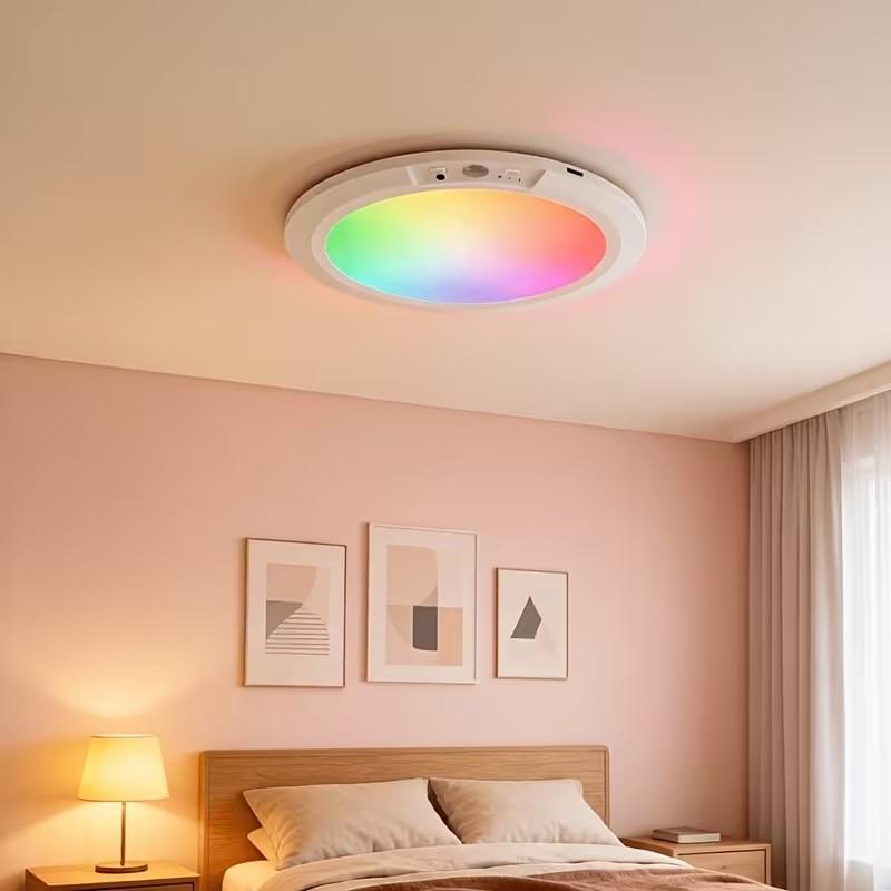 RGB Charging Ceiling Light, Magnetic Dimmable Lamp, USB-Charging Magnetic Induction Light, No Wiring or Installation Required, 4000 mAh Battery, Includes Remote For Living Rooms, Hallways, Bedrooms, Indoor Lighting
