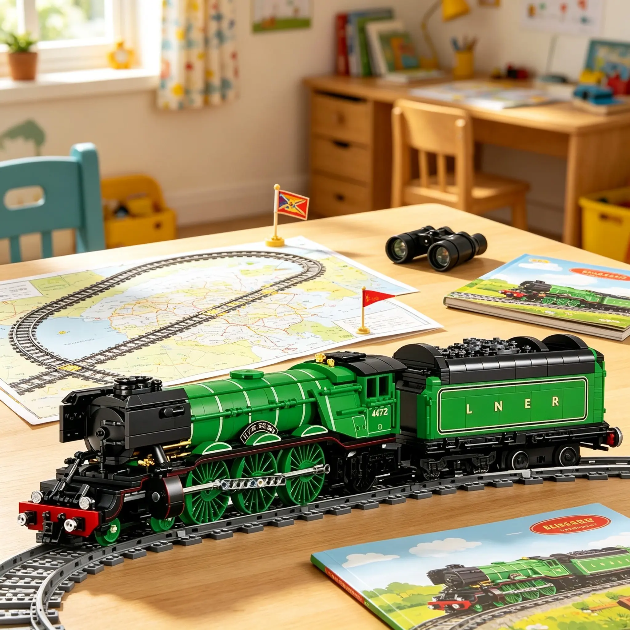Scottish Flyer Steam Train Building Kit, DIY Assembly Model, Desktop Display Ornament, Railway Enthusiast Collectible Gift