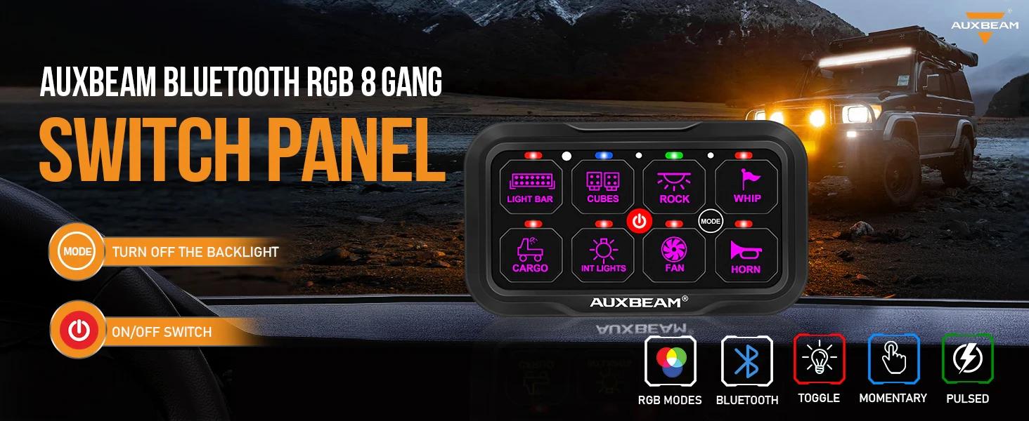 AR-800 RGB 8 Gang Switch Panel with APP, Offroad Light Controller for Truck Automotive AR-800 RGB 8 Gang Switch Panel with APP, Offroad Light Controller for Truck Automotive