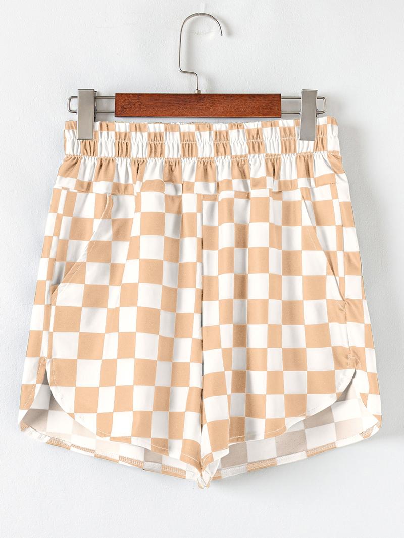 Women's Plaid Print High Waist Shorts, Checker Shorts, Casual Comfy Breathable Shorts for Daily Wear, Ladies Bottoms for Spring & Fall