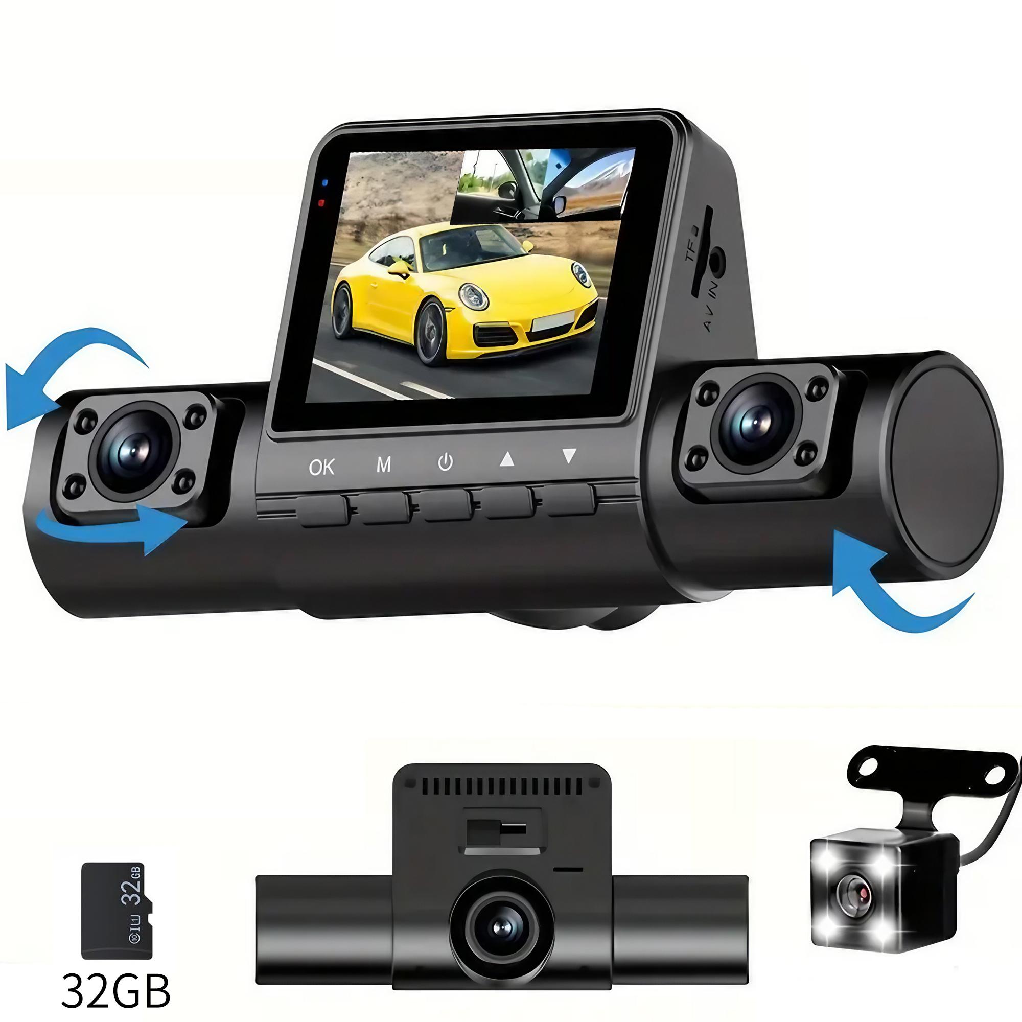 4K Dash Cam Front and Rear, Car Dash Camera, 4-Channel 1080P Night Vision, 32GB Memory, 360° Parking Mode, Waterproof Driving Recorder with G-Sensor, Loop Recording