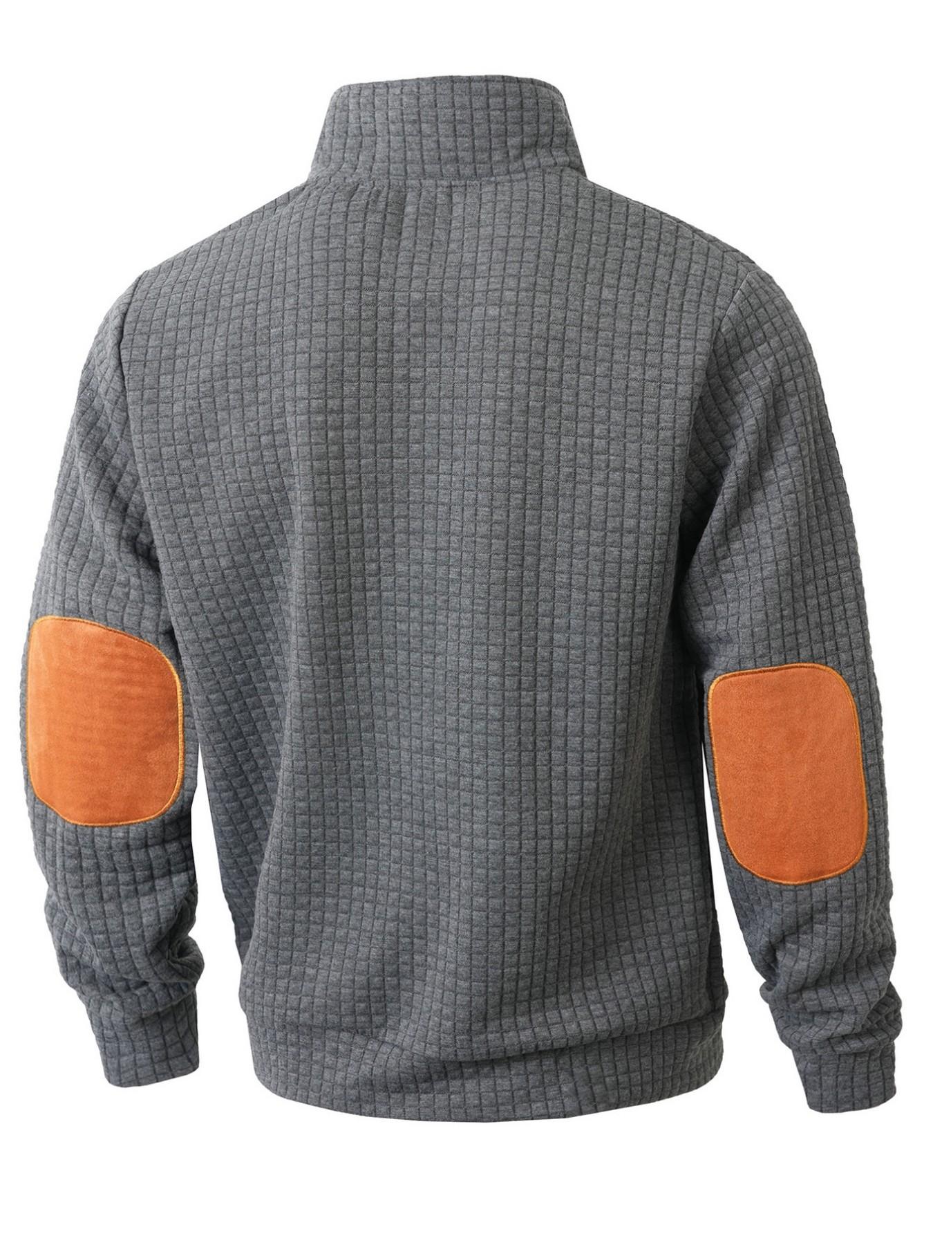 Men's Textured Mesh Knit Quarter-Zip Sportswear, Casual Henry Top with Snap Buttons, Comfortable and Stylish Men's Apparel