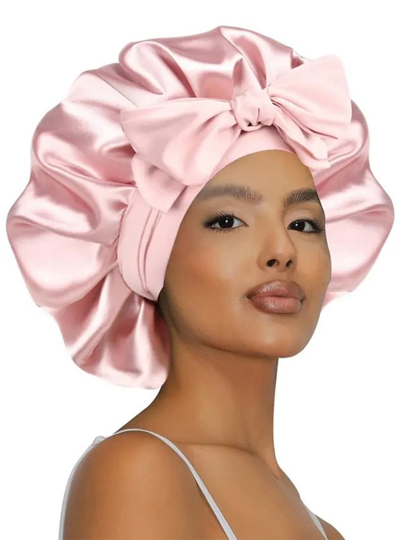 Women's Bonnet Pure Color Tie-Back Satin Hat, Casual Comfortable Daily Hair Care Cap, Sleep Cap for Everyday Use, Sleeping Bonnet