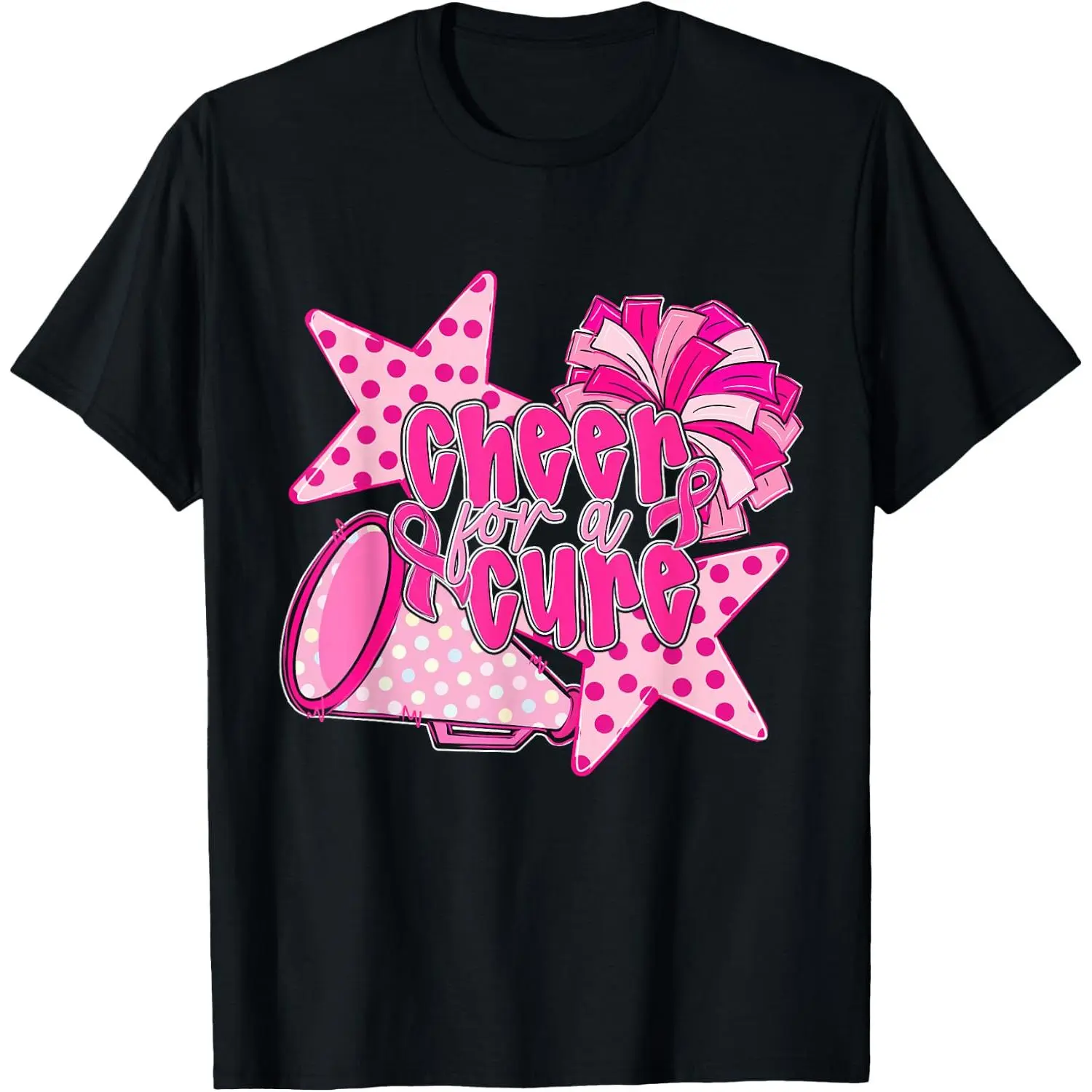 Cheer for A Cure Cheerleader Cheerleading Breast Cancer T-Shirt