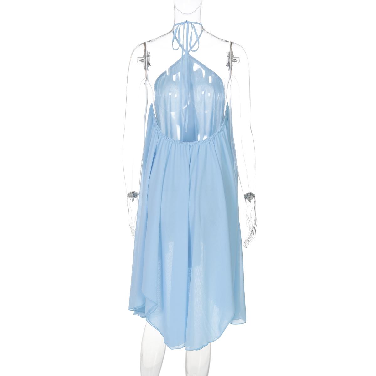 Women Summer Beach Dresses Halter Sleeveless Backless Party Club Chiffon Basic Midi Dress Women Summer Beach Dresses Halter Sleeveless Backless Party Club Chiffon Basic Midi Dress