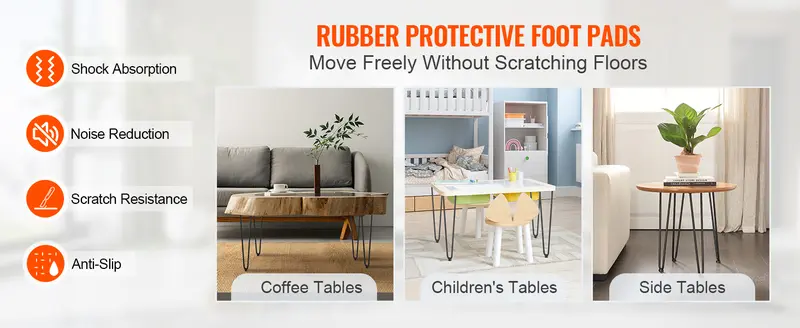 【toolupgrade】19" Hairpin Furniture Legs, Metal Home DIY Projects for Nightstand, Coffee Table, Desk, 500lbs Load Capacity with Rubber Floor Protectors, Metal Heavy Duty Sturdy Modern Table Legs, 4PCS Black