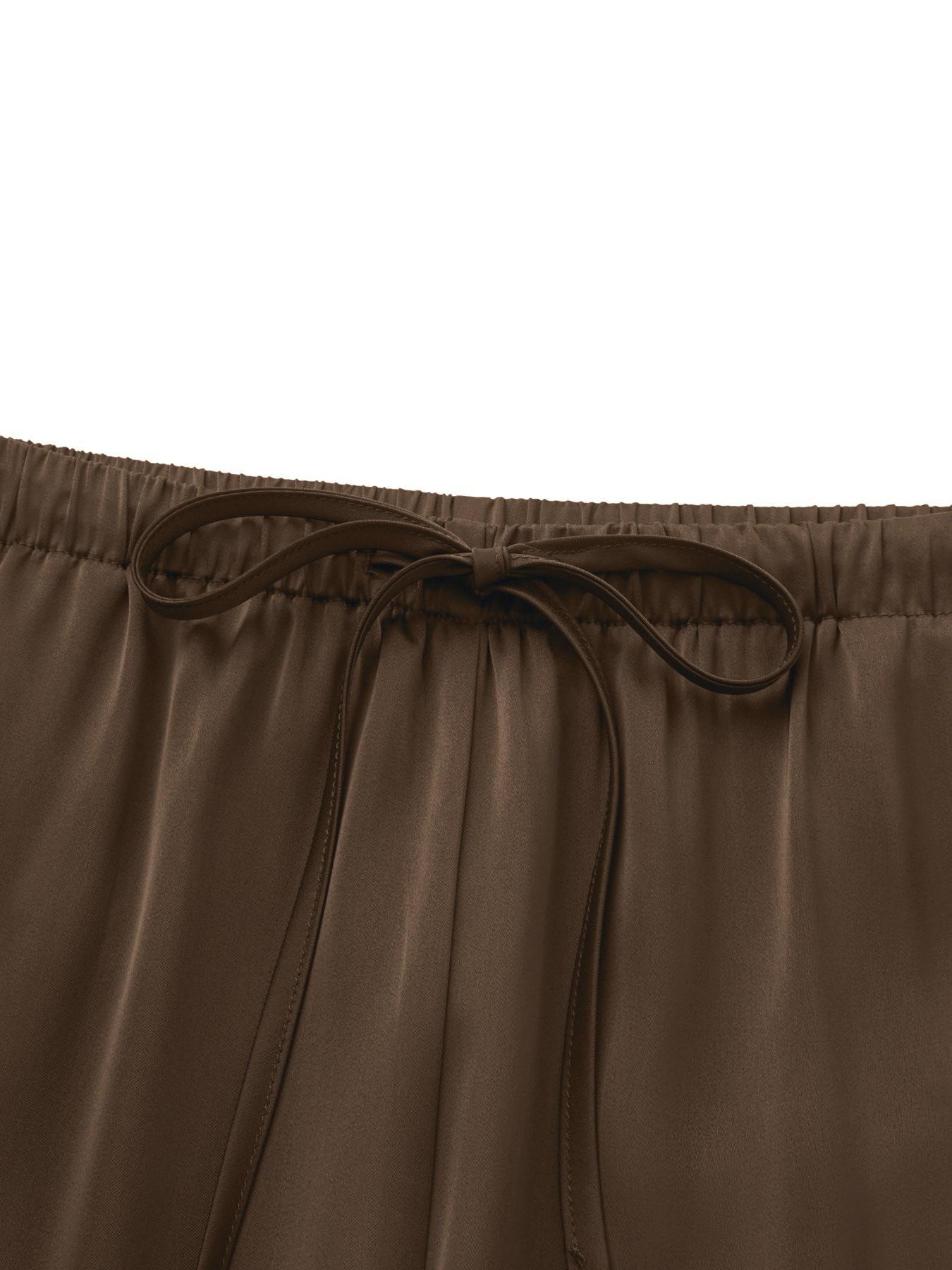 Women's Satin Casual Long Pants, Elastic Waist with Side Pockets, Wide Leg, Fashionable and Versatile, Perfect for Daily Wear, Travel, Vacation