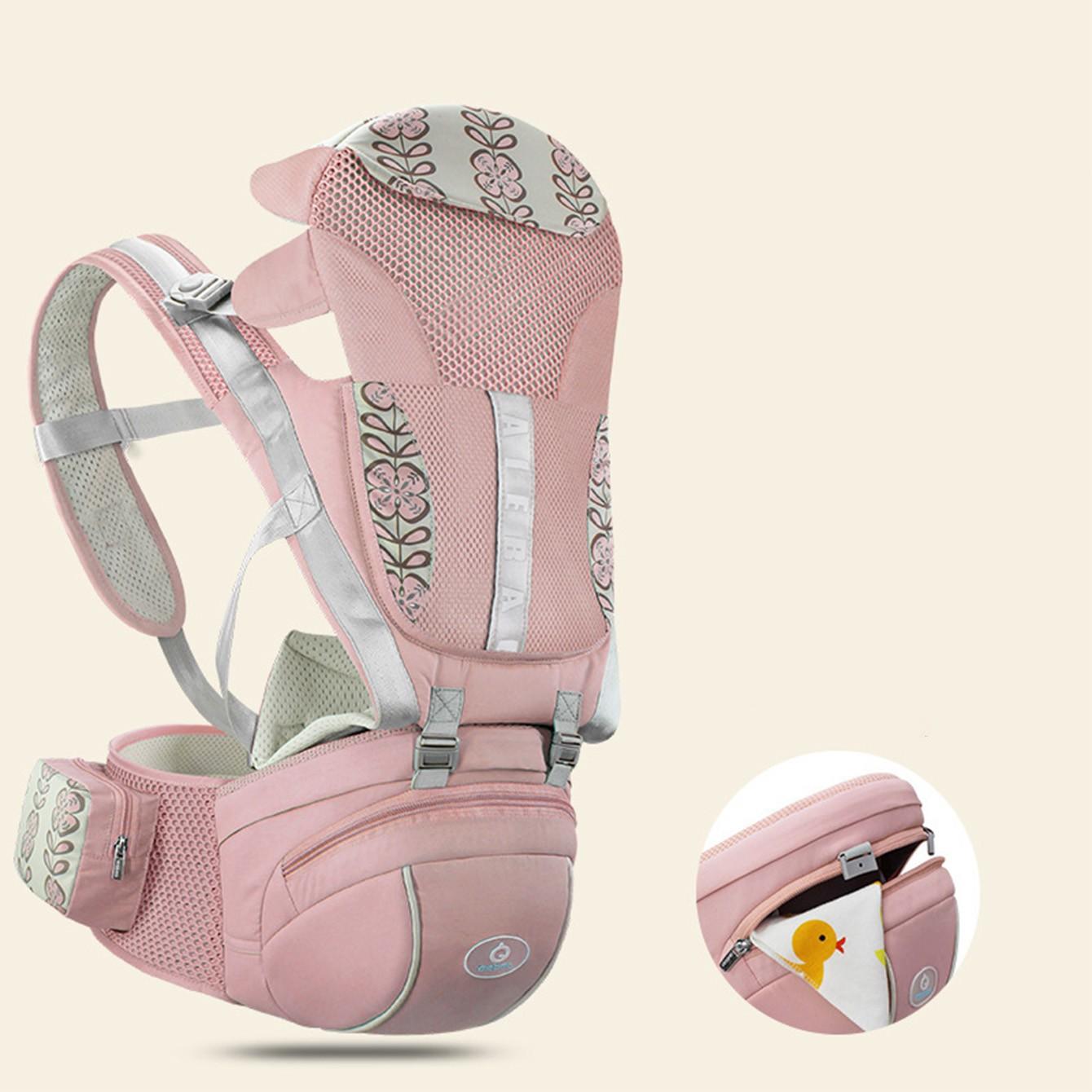 Multifunctional Baby Carrier with Waist Stool, Adjustable Front Carry Sling for Infants, Kangaroo Style Backpack for Newborns to Toddlers