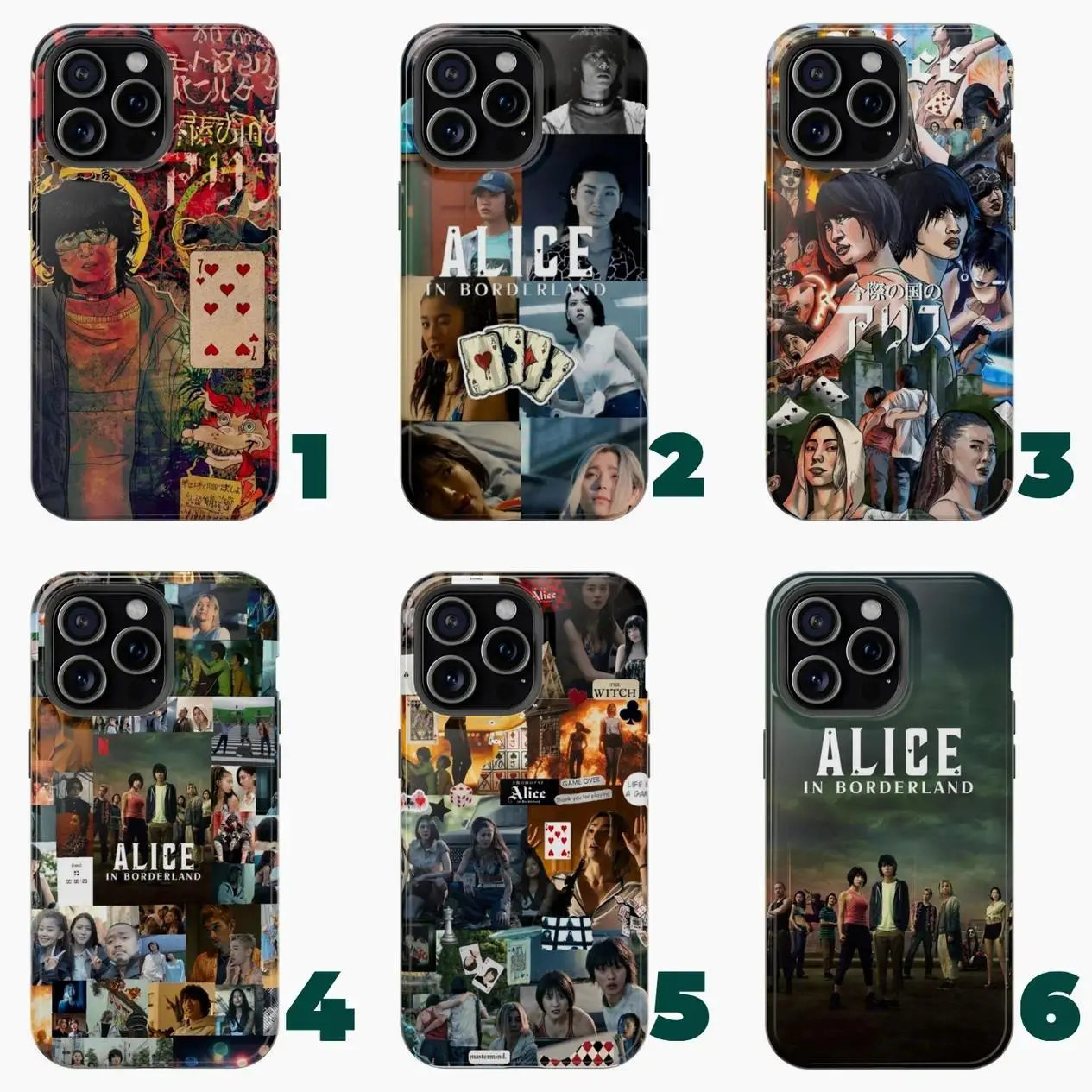 6 styles v2 Alice in Borderland Phone Case Arisu Usagi Chishiya Niragi Anime Netflix Series Aesthetic Phone Cover, Cool Japanese Manga StyleSuitable for iPhone 17-11 Pro Max/Plus and  Samsung Galaxy S23-25