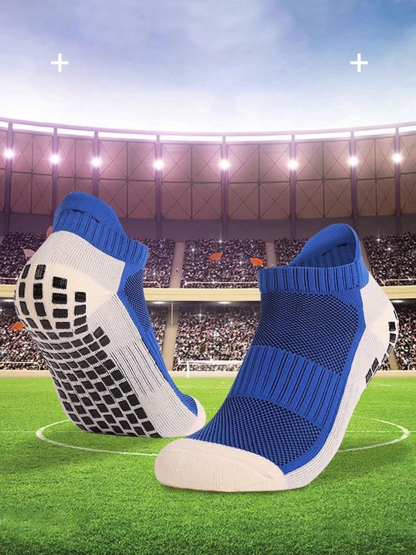 Men's Sporty Colorblock Socks, Anti-Slip Silicone Dots, Breathable Mesh, Sweat-Wicking, Soft and Comfortable, All-Season Football Training Socks