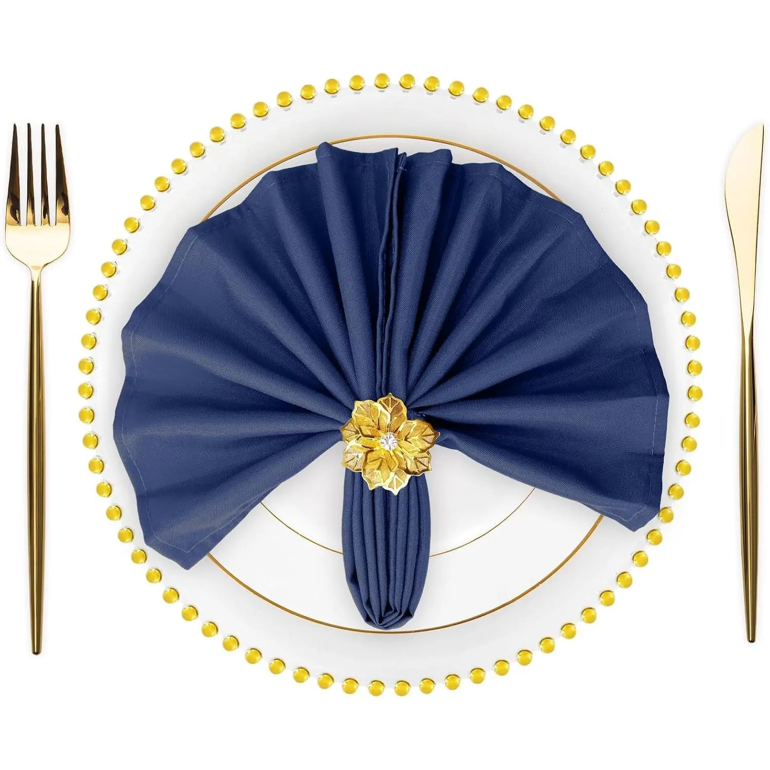 Set of 120 Cloth Napkins 17 x 17 Inch, Polyester Solid Washable Dinner Napkins with Hemmed Edges,Great for Restaurant, Wedding and Party(Navy Blue)