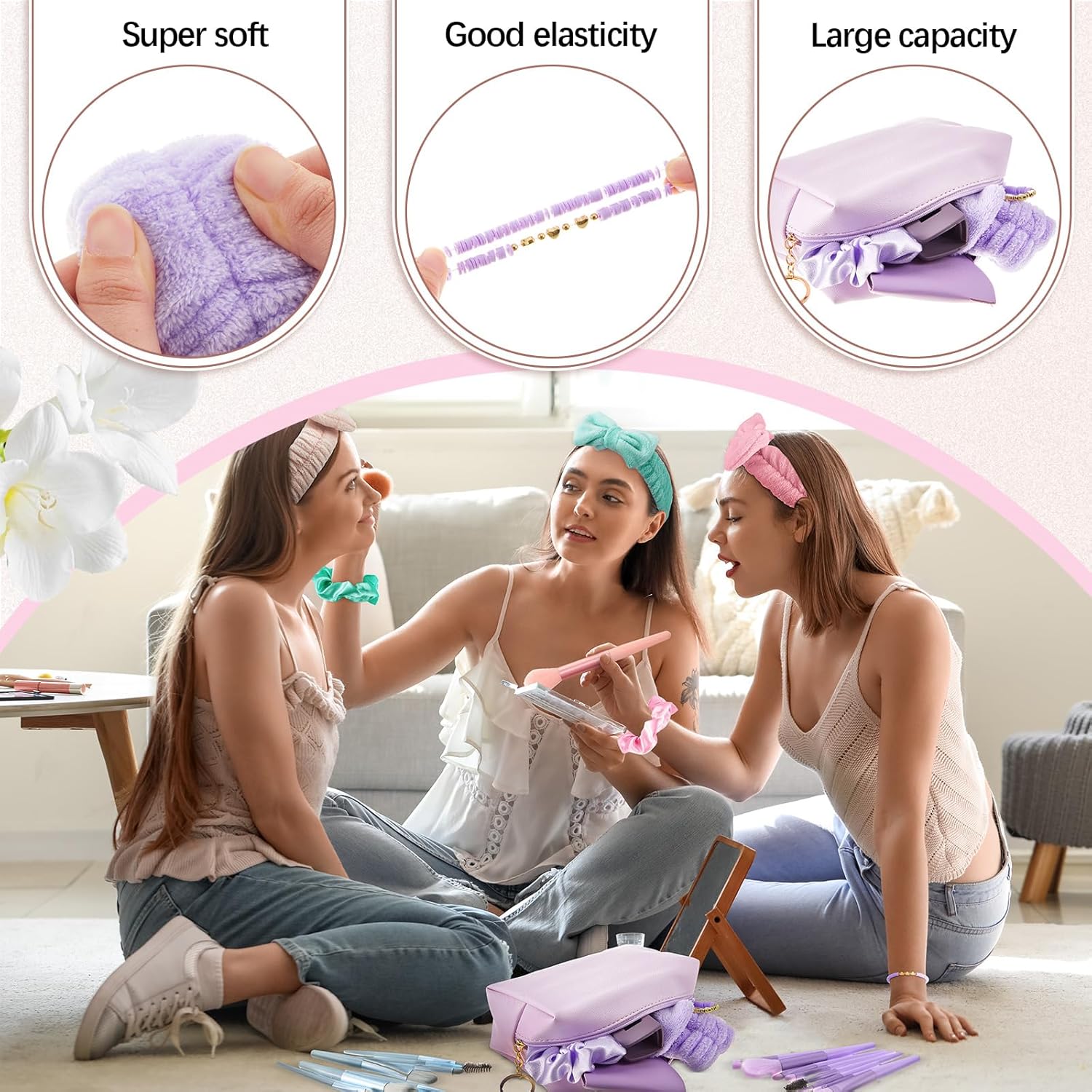 54 count 2026 Graduation Gifts Sets Bulk for Tween Teen Women Preppy Party Favors Preppy Trendy Stuff  Makeup Bag Hair Pin Scrunchies Headbands Bracelet Present for College(Classic Color)