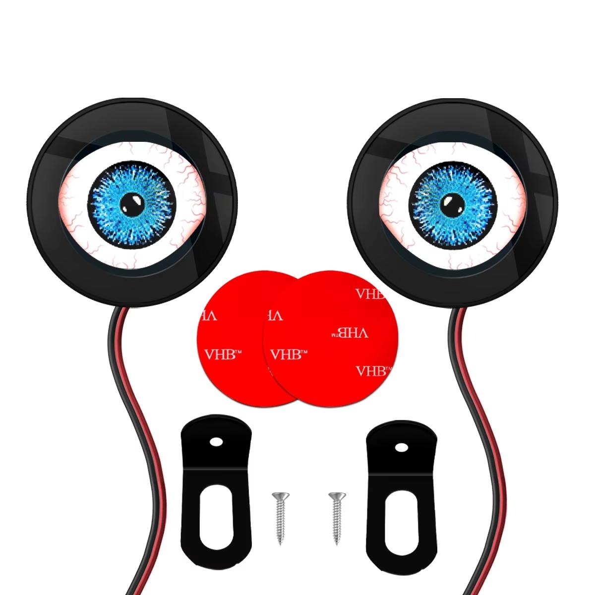 FCCEMC 3D Dynamic Devil Eye LED Motorcycle Decorative Light Retrofit Kits Assembly OLED Screen Motorcycle Ambient Lamp DC5-36V